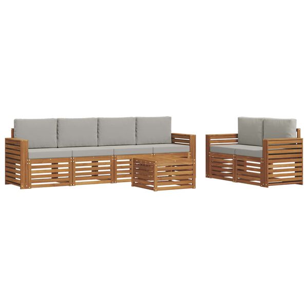 vidaXL S&uacute;pravy pohoviek s vank&uacute;&scaron;om 7 pcs Pr&iacute;rodn&aacute; a svetlosiv&aacute;