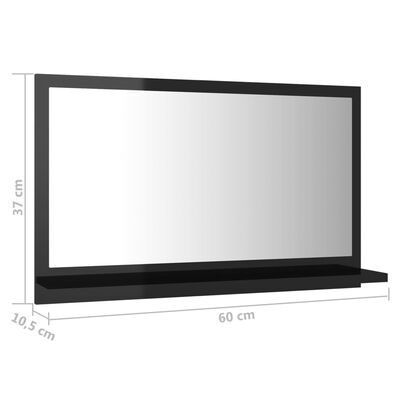 vidaXL Kúpeľňové zrkadlo, lesklé čierne 60x10,5x37cm, kompozitné drevo