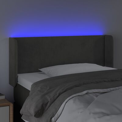 vidaXL Čelo postele s LED tmavosivé 83x16x78/88 cm zamat