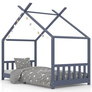 vidaXL Detsk&yacute; posteľn&yacute; r&aacute;m siv&yacute; 90x200 cm borovicov&yacute; mas&iacute;v