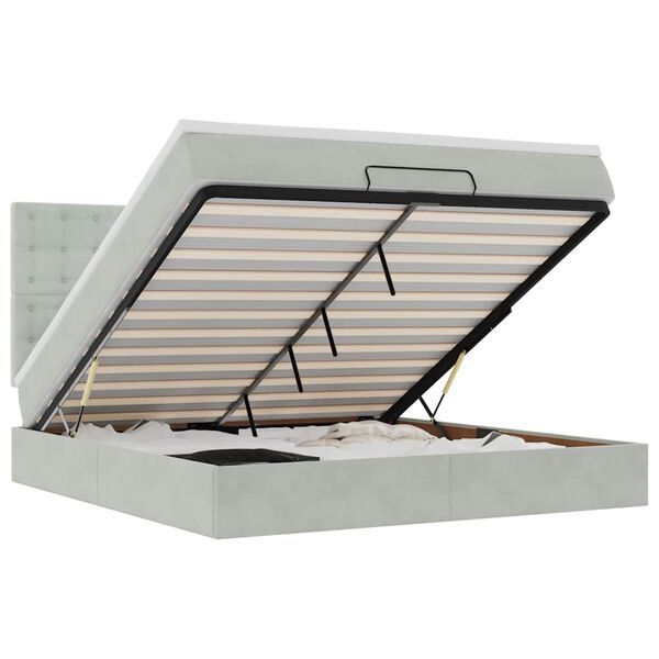 vidaXL Osmansk&yacute; r&aacute;m postele s matracmi svetlosiv&aacute; 180x200 cm zamat