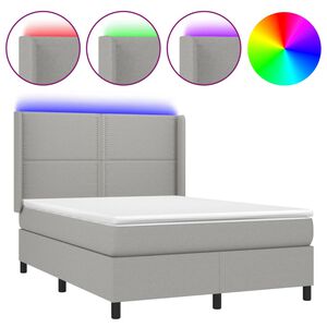 vidaXL Posteľ boxsping s matracom a LED bledosiv&aacute; 140x190 cm l&aacute;tka