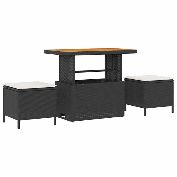 vidaXL S&uacute;prava z&aacute;hradn&yacute;ch pohoviek s vank&uacute;&scaron;om 12 pcs Čierna Poly ratan