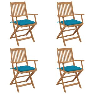 vidaXL Skladacie z&aacute;hradn&eacute; stoličky s podložkami 4 ks ak&aacute;ciov&yacute; mas&iacute;v