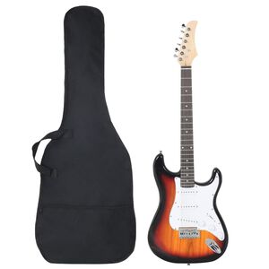vidaXL Elektrick&aacute; gitara pre začiatočn&iacute;ka s ta&scaron;kou hnedo-biela 4/4 39"
