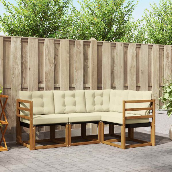 vidaXL Z&aacute;hradn&aacute; s&uacute;prava gaučov s vank&uacute;&scaron;om 4 pcs Pr&iacute;rodn&aacute; a kr&eacute;mov&aacute;