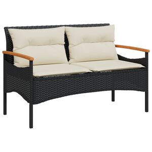 vidaXL Z&aacute;hradn&aacute; lavička s podložkami 116x62,5x74 cm čierna polyratan