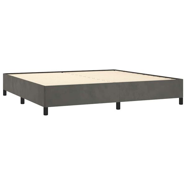 vidaXL Posteľn&yacute; r&aacute;m boxspring s matracom tmavosiv&yacute; 200x200 cm zamat