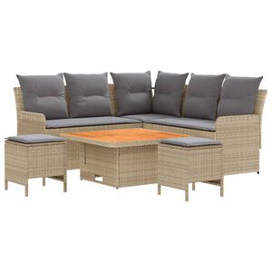 vidaXL Sady n&aacute;bytku s vank&uacute;&scaron;om 6 pcs Beige a svetlo &scaron;ed&aacute; PE ratan