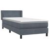 vidaXL Posteľn&yacute; r&aacute;m boxspring s matracom tmavosiv&yacute; 80x220 cm zamat