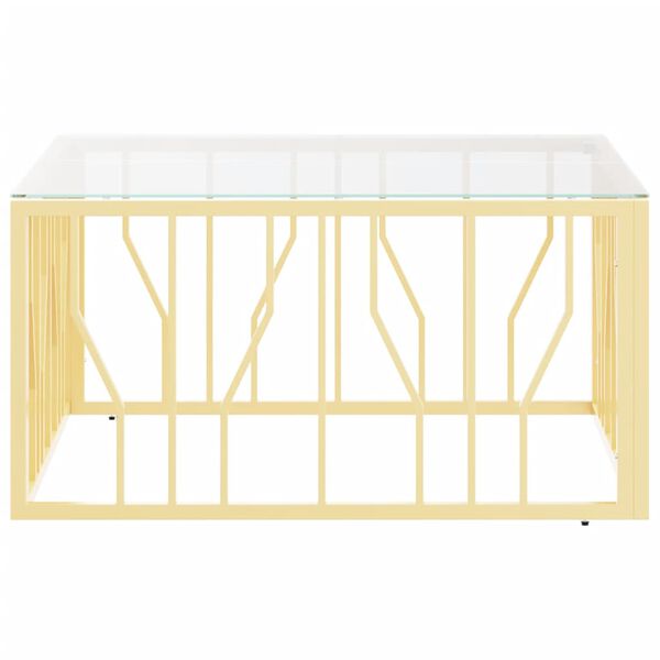 vidaXL Konferenčn&yacute; stol&iacute;k zlat&yacute; 80x80x40 cm nerezov&aacute; oceľ a sklo