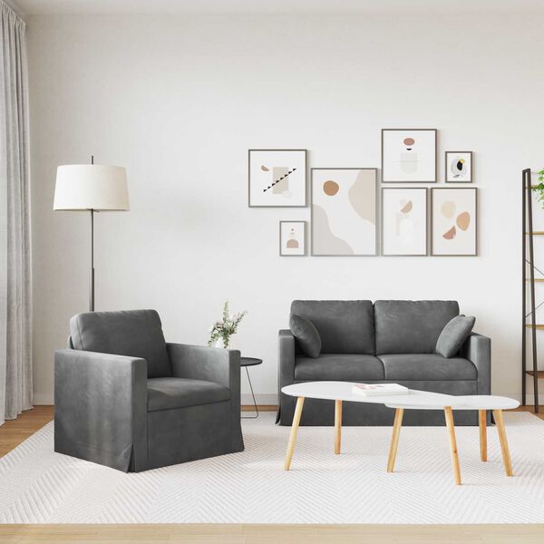 vidaXL Pohovka 2 pcs Tmavo &scaron;ed&aacute; 138 x 78 x 80 cm Zamat