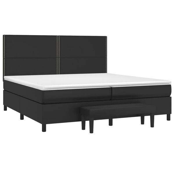 vidaXL Boxspring posteľ s matracom čierna 200x200 cm umel&aacute; koža