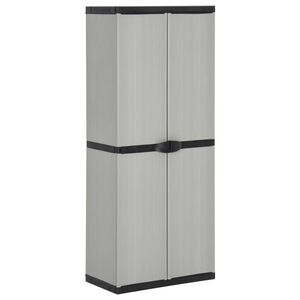 vidaXL Z&aacute;hradn&aacute; &uacute;ložn&aacute; skriňa s 3 policami siv&aacute; a čierna 68x40x168 cm