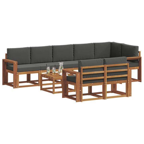 vidaXL Z&aacute;hradn&aacute; s&uacute;prava gaučov s vank&uacute;&scaron;om 9 pcs Pr&iacute;rodn&aacute; a antracitov&aacute;