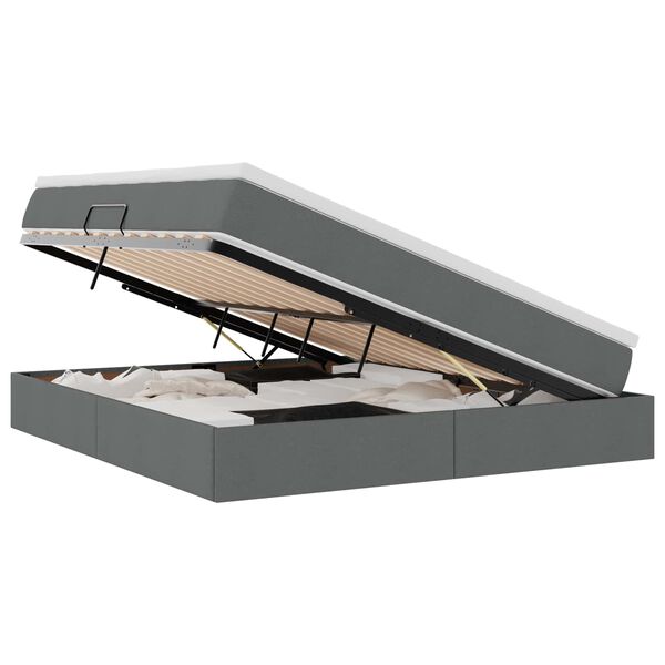 vidaXL Postel s &uacute;ložn&yacute;m prostorem a matrac&iacute; Tmavo &scaron;ed&aacute; 180 x 200 cm