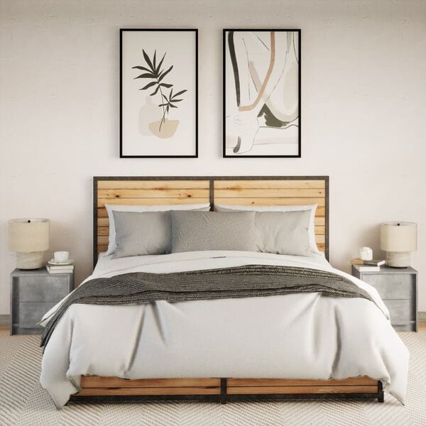 vidaXL Nočn&eacute; stol&iacute;ky s LED svetlami 2ks bet&oacute;novo siv&yacute; kompozitn&eacute; drevo