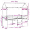 vidaXL Vysoká posteľ so strechou 90x190 cm borovicový masív