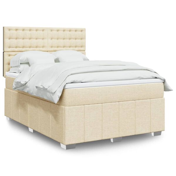 vidaXL Posteľn&yacute; r&aacute;m boxspring s matracom kr&eacute;mov&yacute; 140x200 cm l&aacute;tka