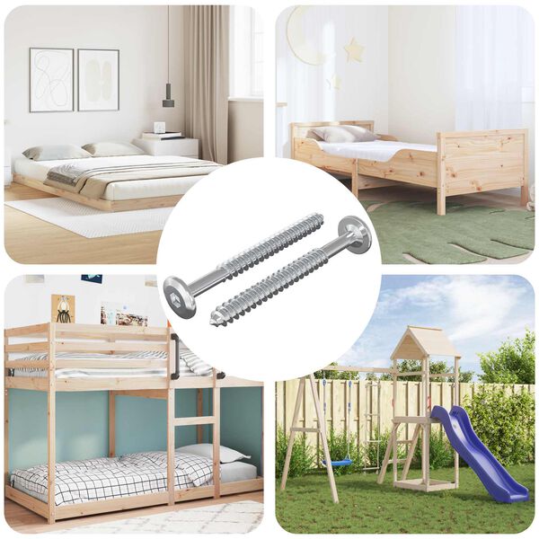 vidaXL Drevo skrutky 2 pcs Strieborn&aacute; M6 x 70 mm Oceľ