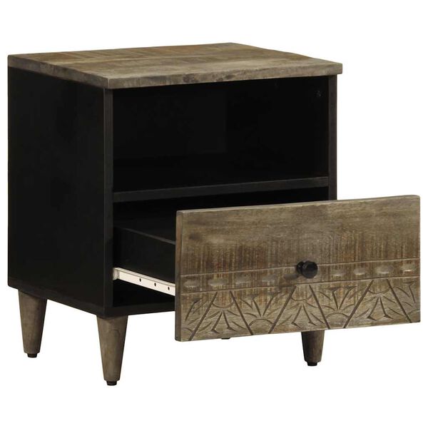 vidaXL Nočn&aacute; skrinka Svetlosiv&aacute; 40x33x46 cm Mas&iacute;vne drevo Mango