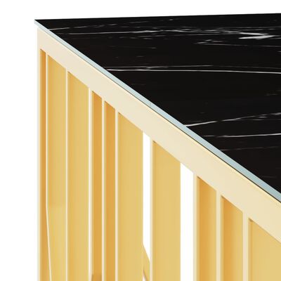 vidaXL Konferenčný stolík zlatý 100x100x50cm nehrdzavejúca oceľ a sklo