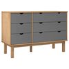 vidaXL Skrinka so z&aacute;suvkami OTTA, hnedo siv&aacute; 111x43x73,5 cm, borovica