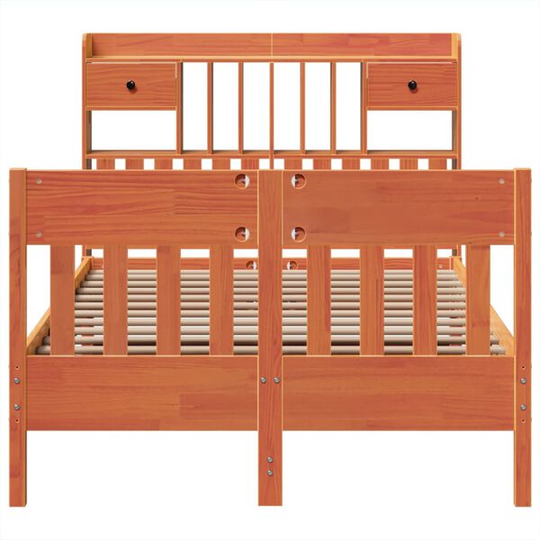 vidaXL Posteľ bez matraca voskovo hnedý 135x190 cm masívna borovica