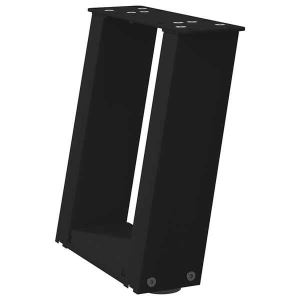 vidaXL Nohy konferenčn&eacute;ho stol&iacute;ka v tvare U, 2 ks, čierne, 30 x (30-31) cm, oceľov&eacute;