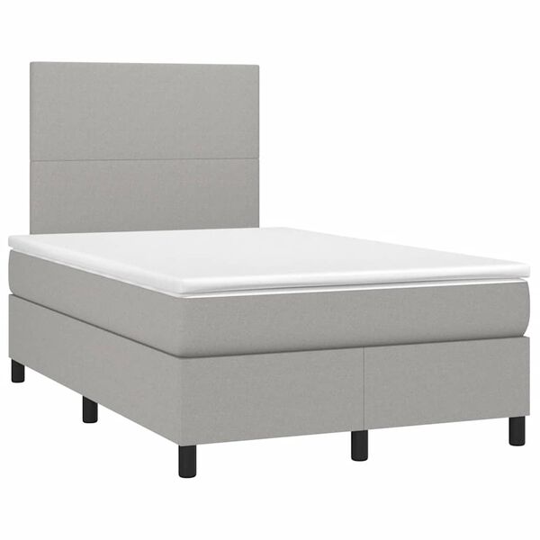 vidaXL Boxspring posteľ s matracom a LED, svetlosiv&aacute; 120x190 cm, l&aacute;tka