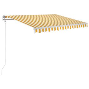 vidaXL Automatick&aacute; mark&iacute;za, LED a senzor vetra 300x250 cm, žlt&aacute;/biela