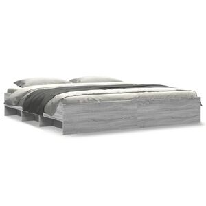 vidaXL Posteľn&yacute; r&aacute;m siv&yacute; dub sonoma 200x200 cm kompozitn&eacute; drevo