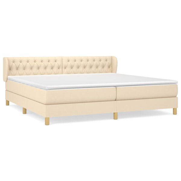 vidaXL Boxspring posteľ s matracom kr&eacute;mov&aacute; 200x200 cm l&aacute;tka