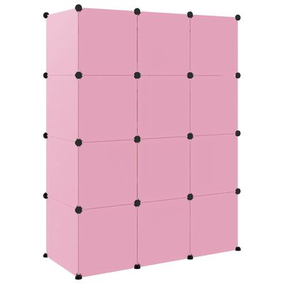 vidaXL Úložná skrinka v tvare kociek pre deti s 12 kockami ružová PP