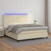 vidaXL Boxspring posteľ s matracom a LED kr&eacute;mov&aacute; 180x200 cm umel&aacute; koža