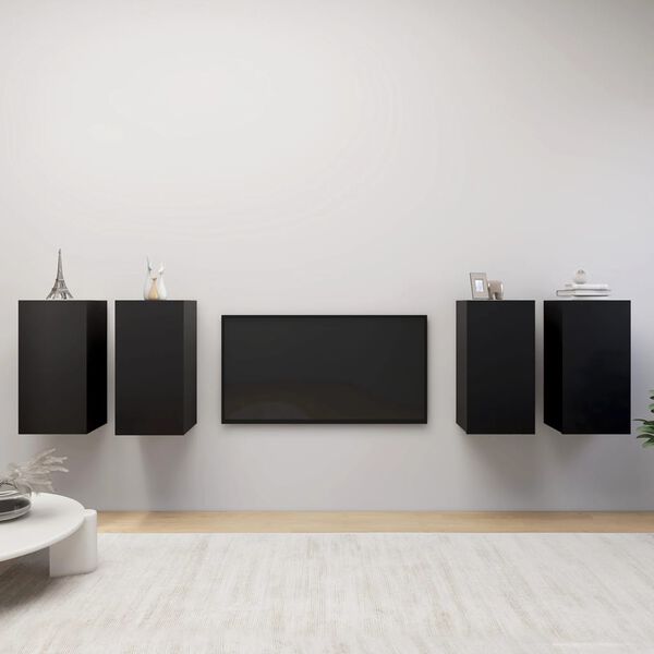 vidaXL TV skrinky 4 ks, čierne 30,5x30x60 cm, kompozitné drevo