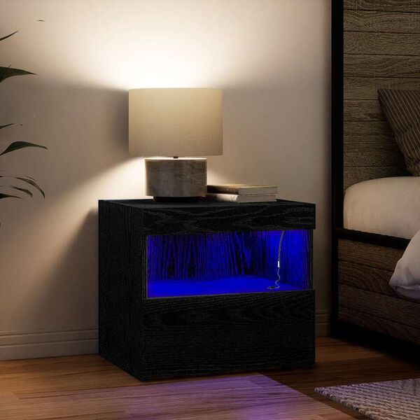 vidaXL Nočn&yacute; stol&iacute;k Čierny dub 50 x 40 x 45 cm Kompozitn&eacute; drevo