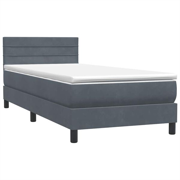 vidaXL Posteľn&yacute; r&aacute;m boxspring s matracom tmavosiv&yacute; 80x220 cm zamat