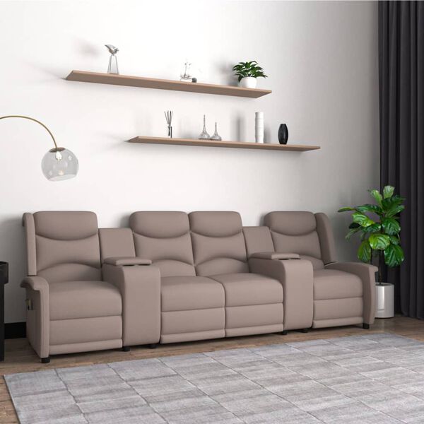 vidaXL 4-miestne sklápacie masážne kreslo+držiaky na poháre, sivohnedé