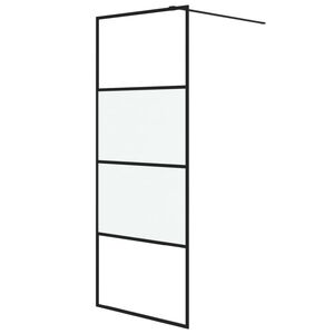 vidaXL Sprchov&aacute; z&aacute;stena čierna 80x195 cm polopriehľadn&eacute; ESG sklo