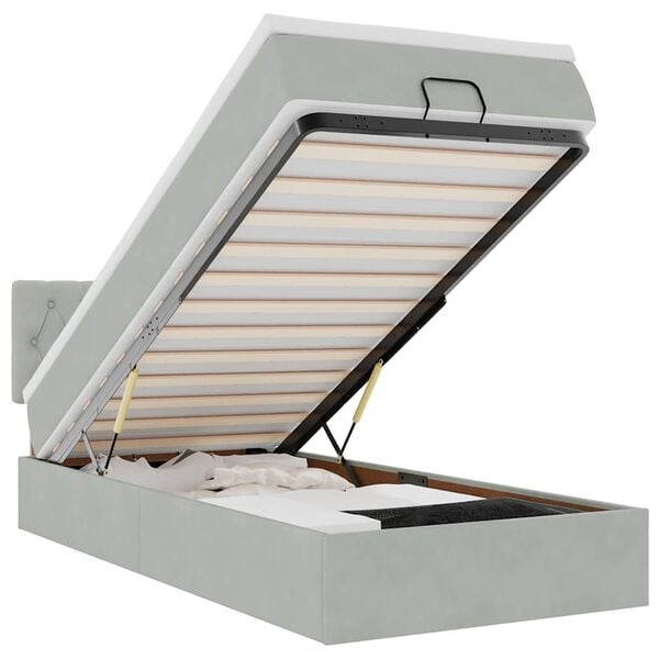 vidaXL Osmanský rám postele s matracom svetlosivá 90x200 cm zamat