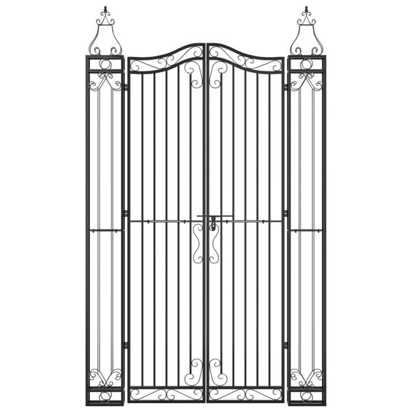 vidaXL Z&aacute;hradn&aacute; br&aacute;na čierna 121x8x200 cm kovan&eacute; železo