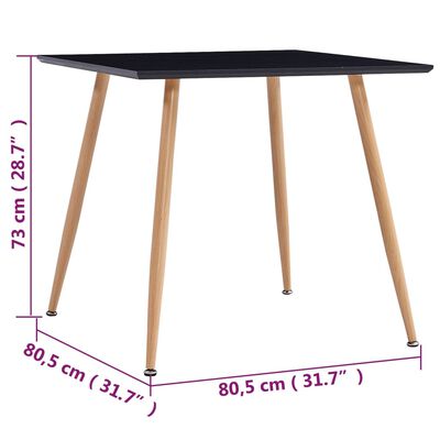 vidaXL Jedálenský stôl, čierno dubový 80,5x80,5x73 cm, MDF