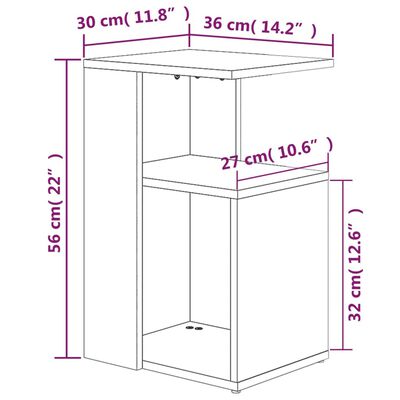 vidaXL Bočný stolík hnedý dub 36x30x56 cm spracované drevo