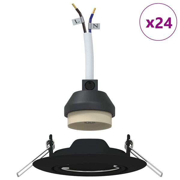 vidaXL Bodov&eacute; svetlo 24 pcs Čierna 9 x 9 x 2.5 cm Kov