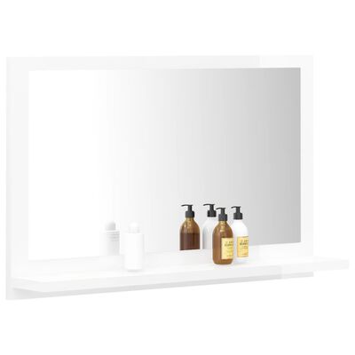 vidaXL Kúpeľňové zrkadlo, lesklé biele 60x10,5x37 cm, kompozitné drevo