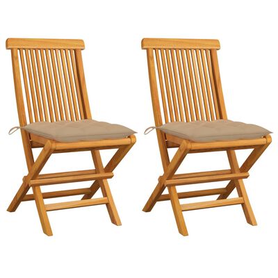 vidaXL Záhradné stoličky s béžovými podložkami 2 ks tíkový masív