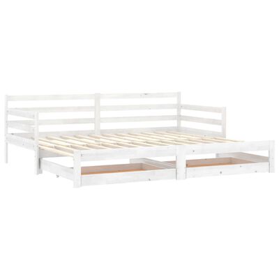 vidaXL Rozkladacia denná posteľ 2x(90x200) cm biela borovicové drevo