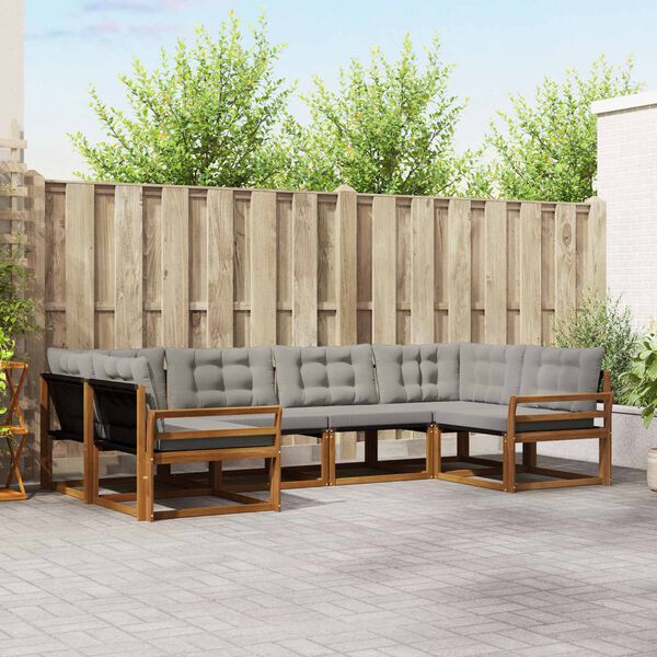 vidaXL Z&aacute;hradn&aacute; s&uacute;prava gaučov s vank&uacute;&scaron;om 6 pcs Pr&iacute;rodn&aacute; a svetlosiv&aacute;