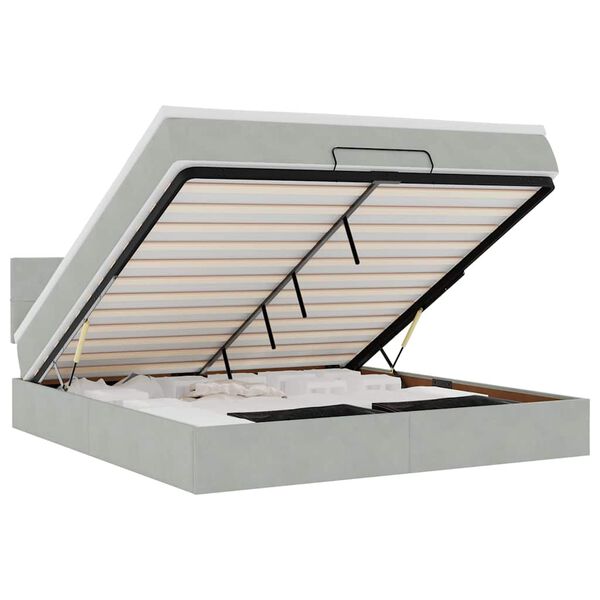 vidaXL Osmansk&aacute; posteľ s matracom Svetlosiv&aacute; 180x200cm Zamat